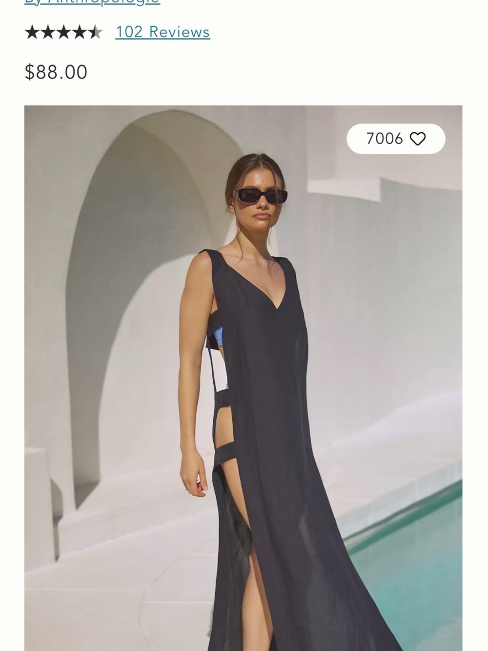 Anthropologie Black Cutout Maxi Swim Cover-Up Dress